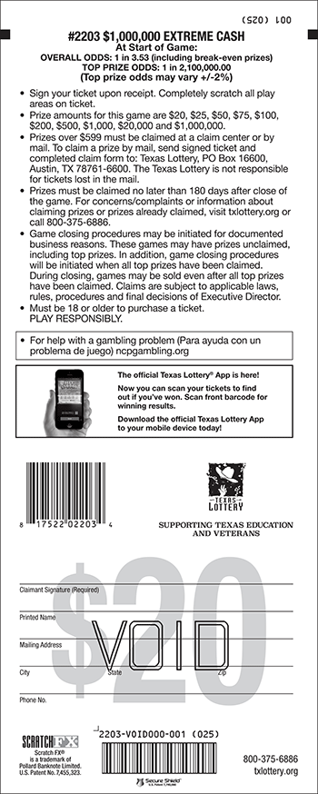 Image of Back of $1,000,000 Extreme Cash Ticket