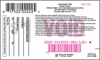 Image of Back of Match 2 Win Ticket