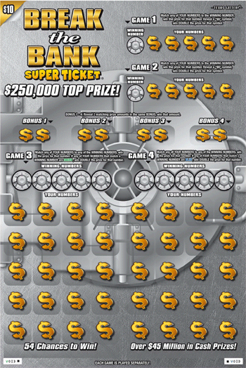 Image of Front of Break the Bank Super Ticket® Ticket