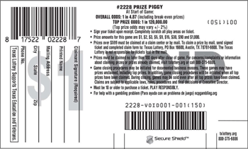 Image of Back of Prize Piggy Ticket