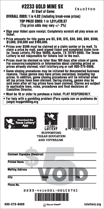 Image of Back of Gold Mine 9X Ticket