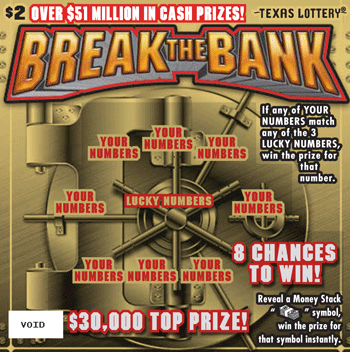 Image of Front of Break the Bank Ticket