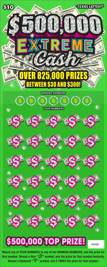 Image of Front of $500,000 Extreme Cash Ticket