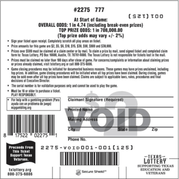 Image of Back of 777 Ticket