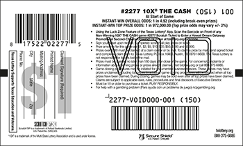 Image of Back of 10X® The Cash Ticket