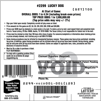 Image of Back of Lucky Dog Ticket