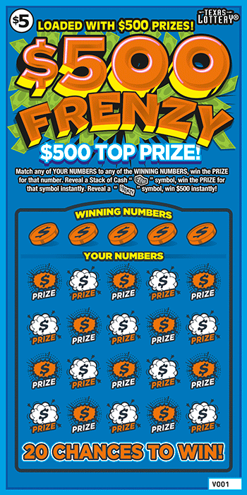 Image of Front of $500 Frenzy Ticket
