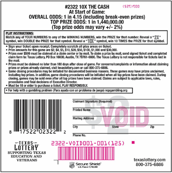 Image of Back of 10X The Cash Ticket