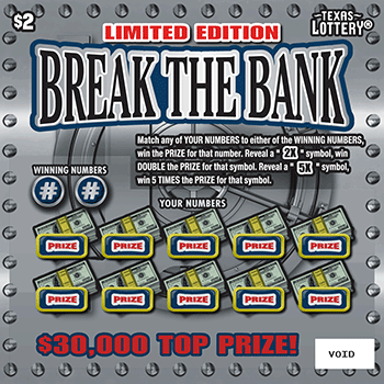 Image of Front of Limited Edition Break the Bank Ticket