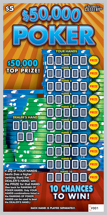 Image of Front of $50,000 Poker Ticket