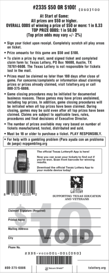 Image of Back of $50 or $100! Ticket