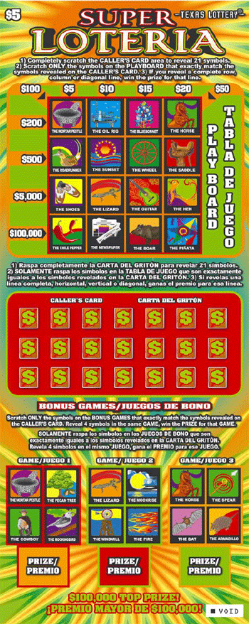Image of Front of Super Loteria Ticket