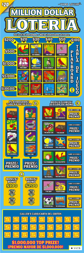 Image of Front of Million Dollar Loteria Ticket
