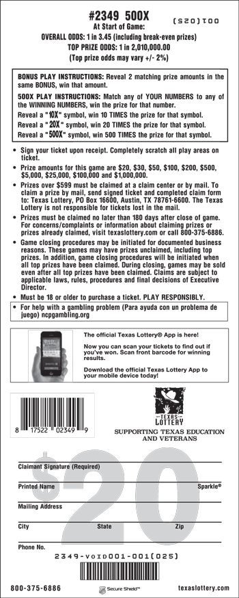 Image of Back of 500X Ticket