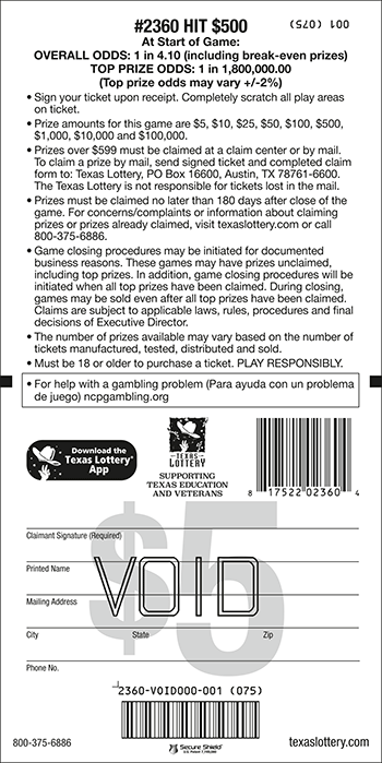 Image of Back of Hit $500 Ticket