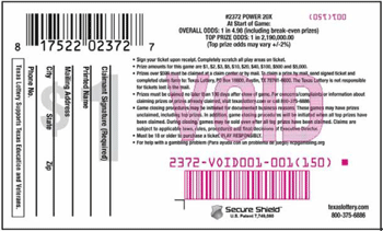 Image of Back of Power 20X Ticket