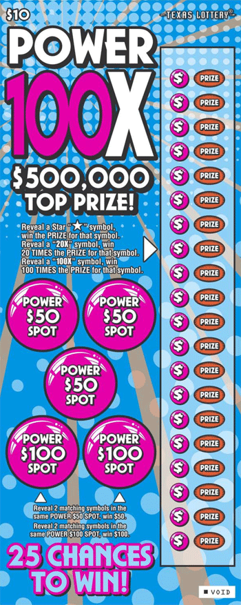 Image of Front of Power 100X Ticket