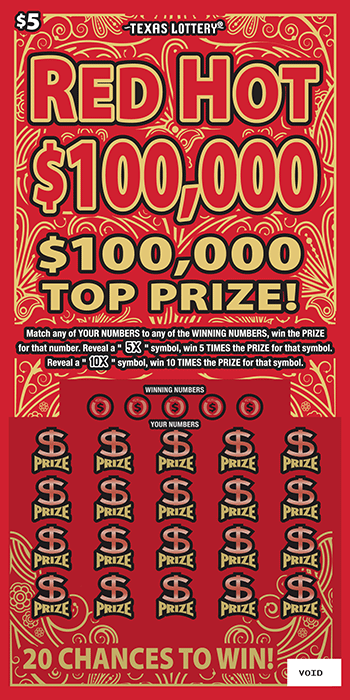 Image of Front of Red Hot $100,000 Ticket