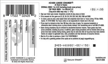 Image of Back of Loose Change Ticket