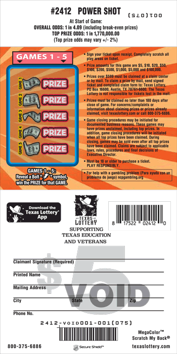 Image of Back of Power Shot Ticket