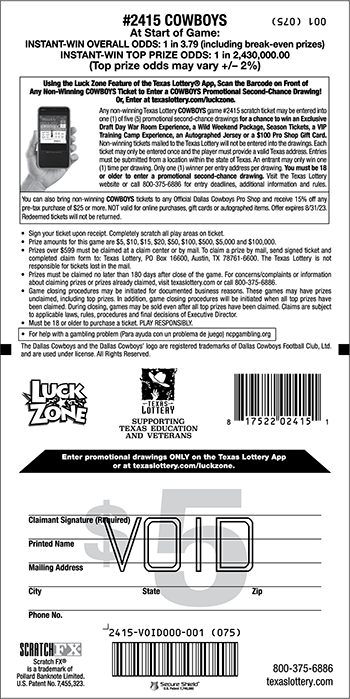 Image of Back of Cowboys Ticket