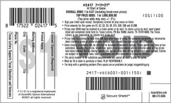 Image of Back of 7-11-21 Ticket