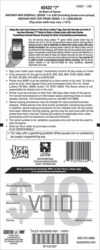 Image of Back of 7 Ticket