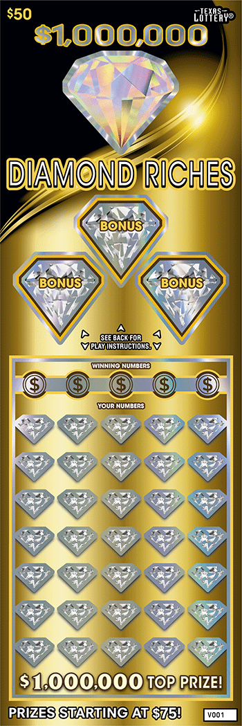 Image of Front of $1,000,000 Diamond Riches Ticket