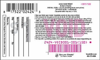 Image of Back of Cash Frenzy Ticket