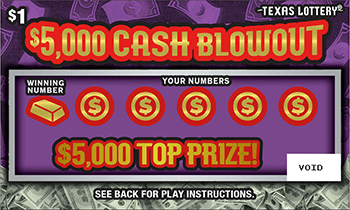 Image of Front of $5,000 Cash Blowout Ticket