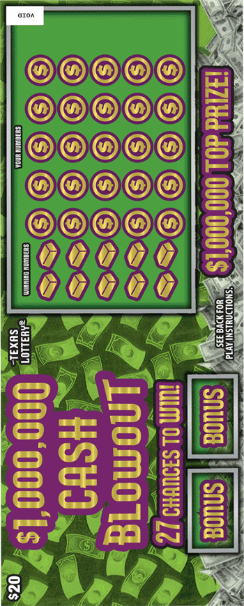 Image of Front of $1,000,000 Cash Blowout Ticket