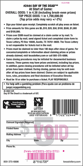 Image of Back of Day of the Dead&trade; Ticket