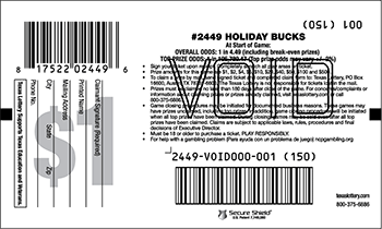 Image of Back of Holiday Bucks Ticket
