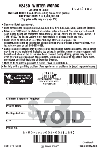 Image of Back of Winter Words Ticket