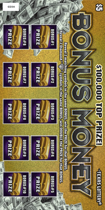 Image of Front of Bonus Money Ticket