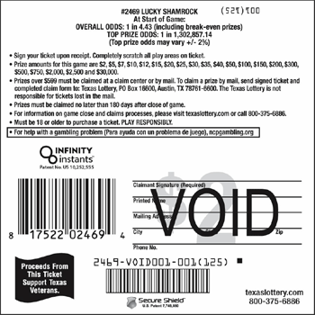 Image of Back of Lucky Shamrock Ticket