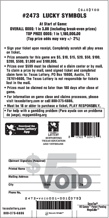 Image of Back of Lucky Symbols Ticket