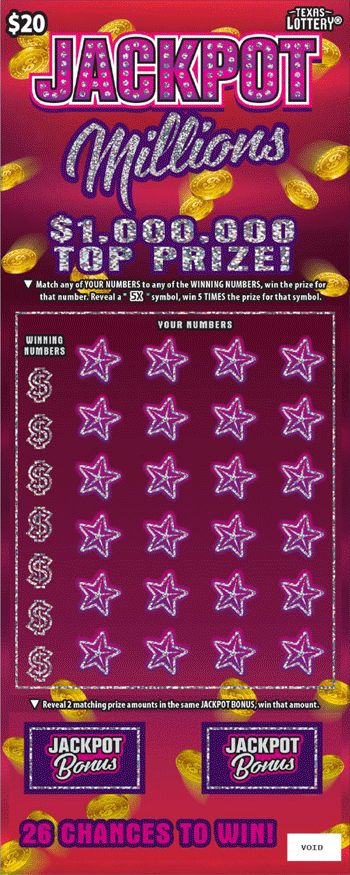 Image of Front of Jackpot Millions Ticket