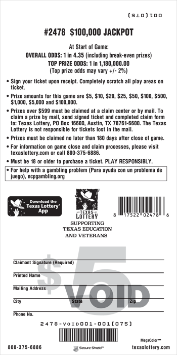 Image of Back of $100,000 Jackpot Ticket