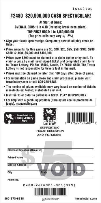 Image of Back of $20,000,000 Ca$h Spectacular! Ticket
