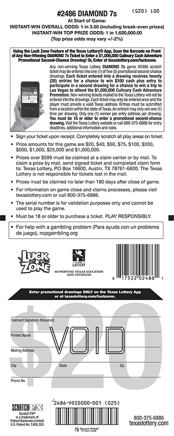 Image of Back of Diamond 7s Ticket