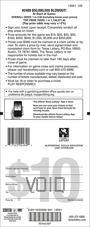 Image of Back of $50,000,000 BLOWOUT! Ticket