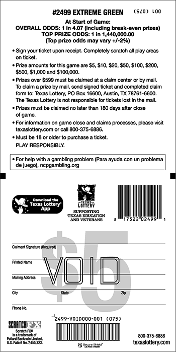 Image of Back of Extreme Green Ticket