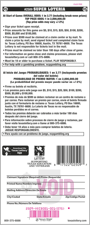 Image of Back of Super Loteria Ticket