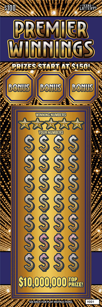 Game No. 2512 - Premier Winnings scratch ticket from Texas Lottery