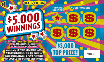 Image of Front of $5,000 Winnings Ticket