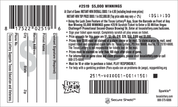 Image of Back of $5,000 Winnings Ticket