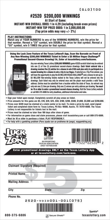 Image of Back of $200,000 Winnings Ticket