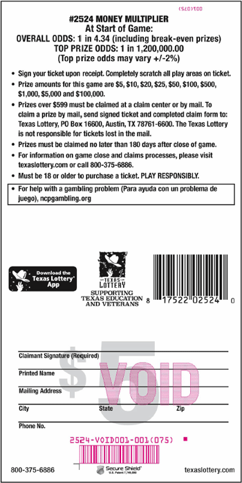 Image of Back of Money Multiplier Ticket