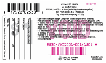 Image of Back of Ju$t 1 Buck Ticket